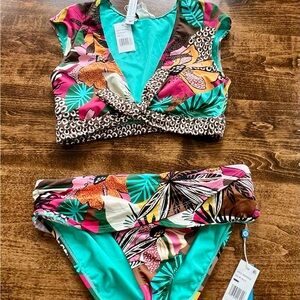 NWT Bleu Rod Beattie Jungle book Women’s Swim Bikini - Pink and Teal Floral
